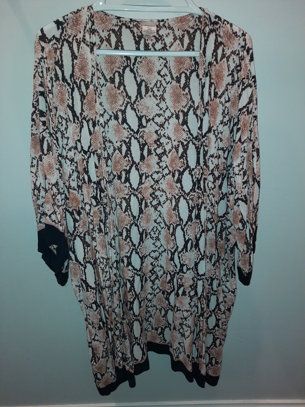 Snakeskin Print Open Lightweight Kimono in Black, Brown & White Size 2X-3X GUC